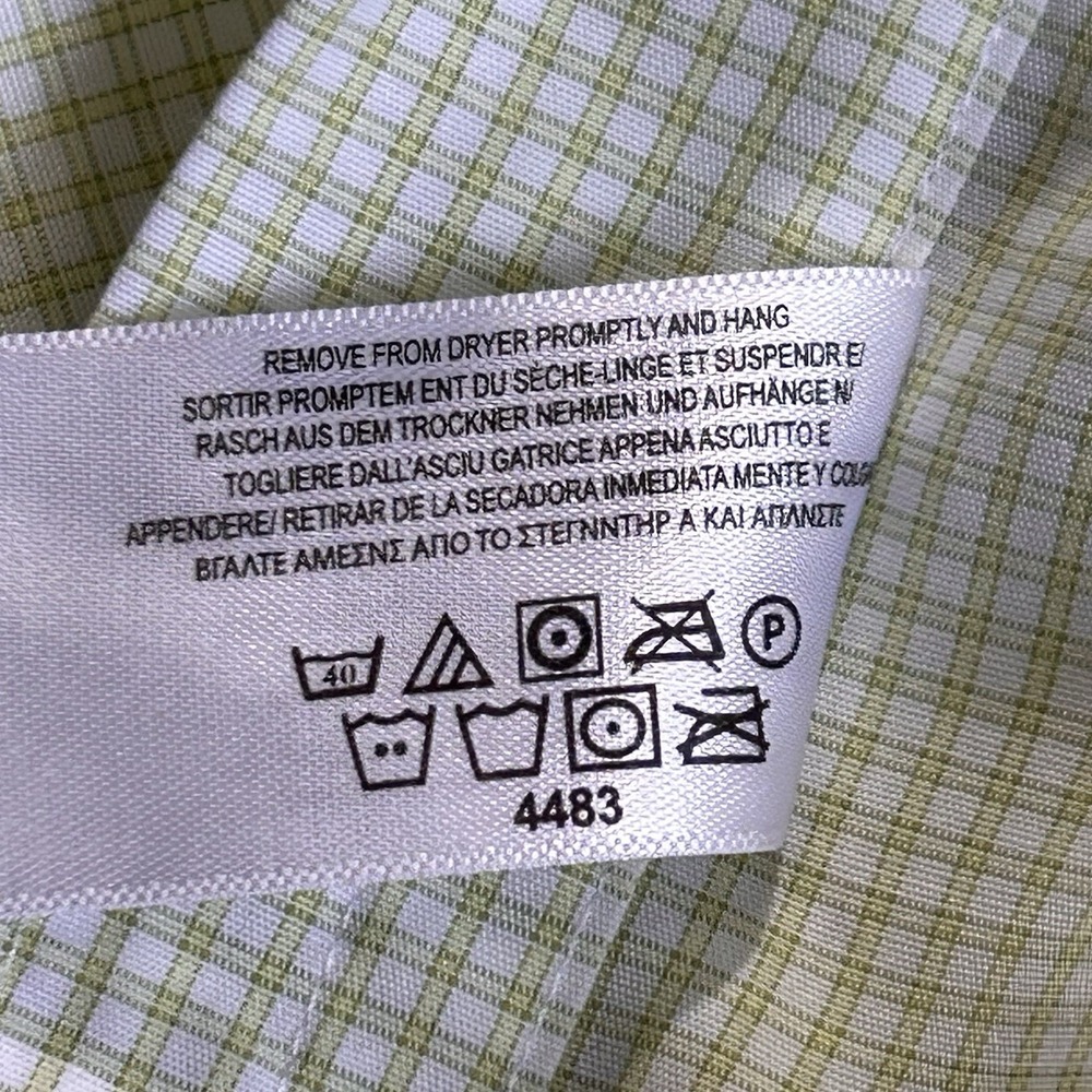 Brooks Brothers Dress Shirt Mens 16-2/3 Button Up Green White Check 346 No Iron - Picture 6 of 9